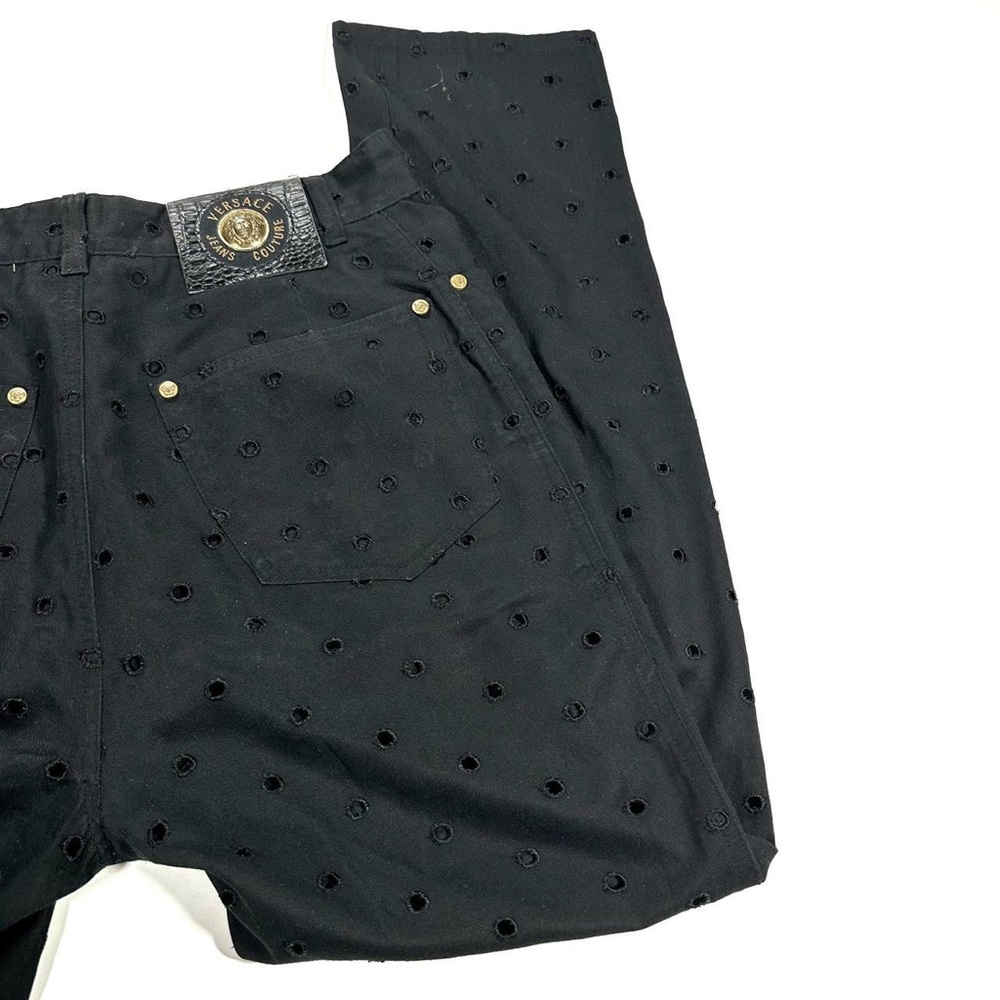 VINTAGE VERSACE JEANS COUTURE BLACK HOLES PANTS